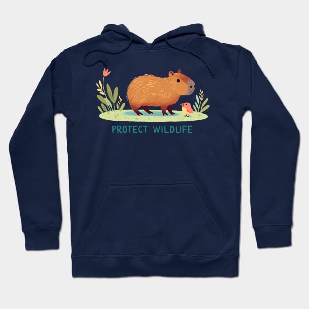 Capybara - Protect Wildlife Hoodie by PrintSoulDesigns